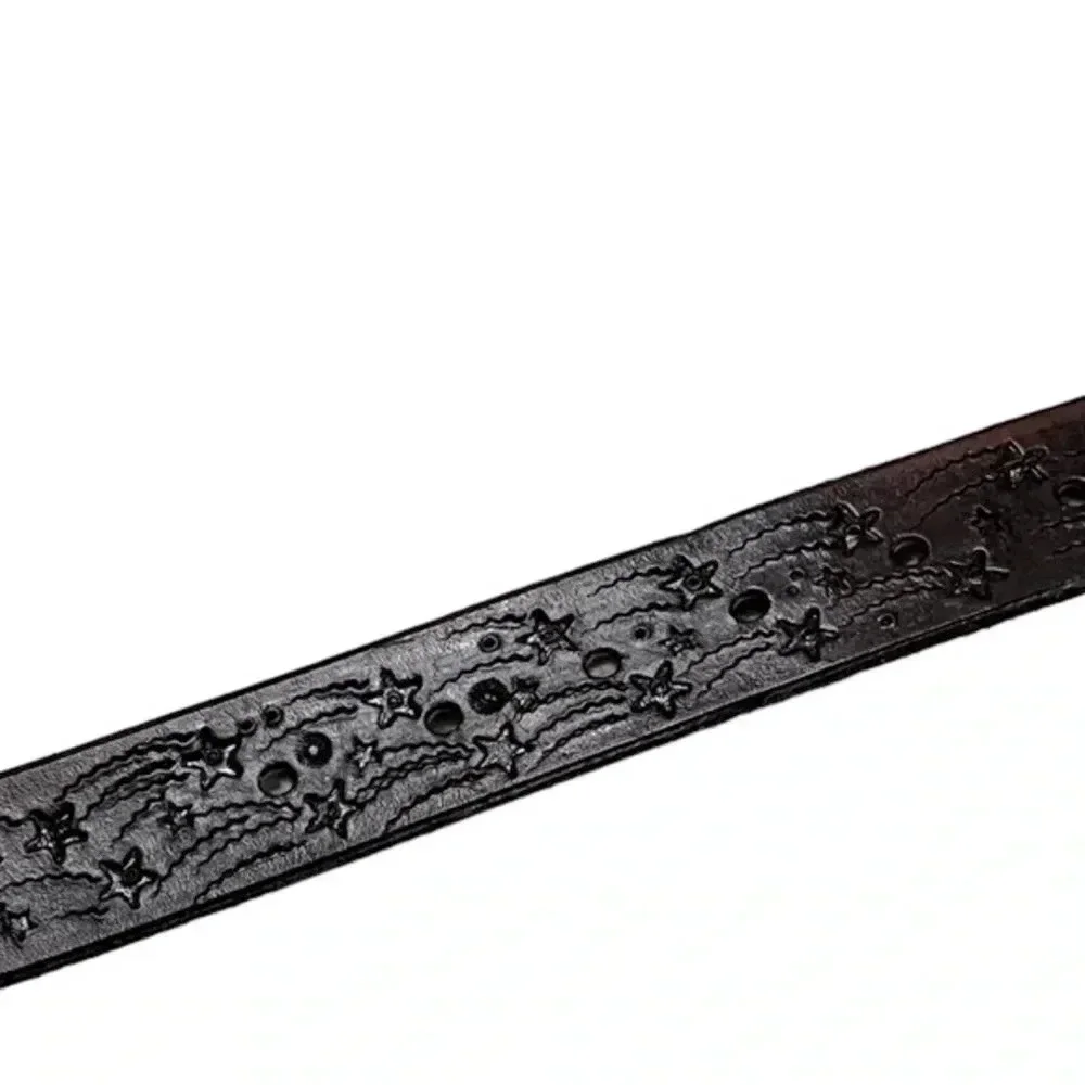 🍀 2/$22 Leather Hand Tooled Initials Brown Womens Belt size medium